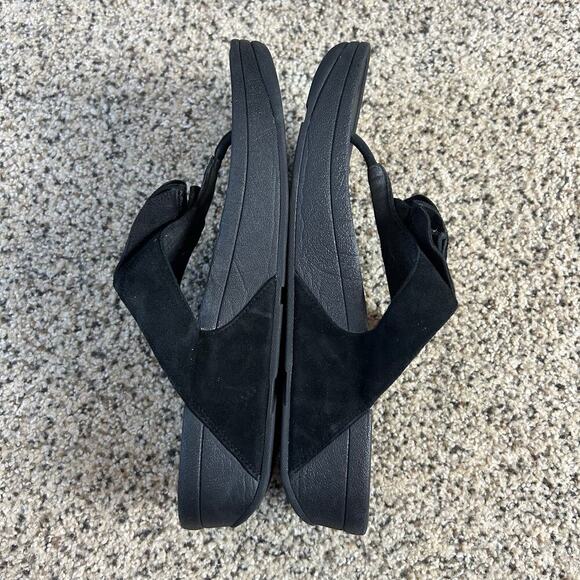 Fitflop Womens Florrie Sandals Size 9 Black Flower Thong Toe Post Slide - Picture 8 of 8